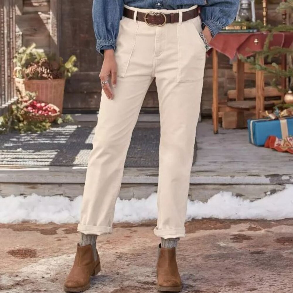 DRIFTWOOD Palmer Corduroy Pants Women's Size 29 Cropped Utility Ivory Straight